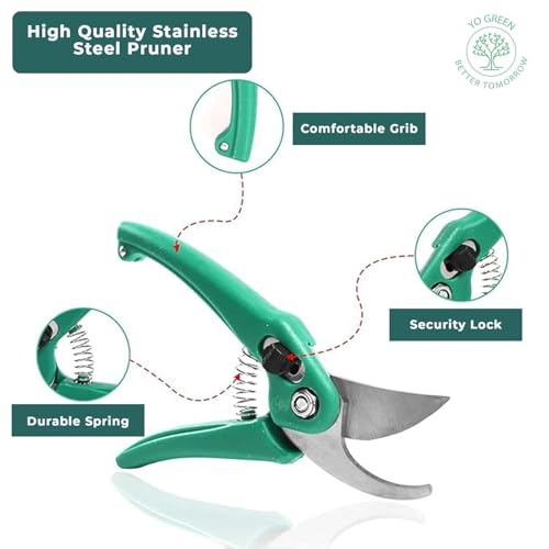 Image of Yo Green Gardening Hand Pruner Tool | Gardening Tools for Home Garden | Durable Plant Tool Kit | Farming Tools (Pruner)