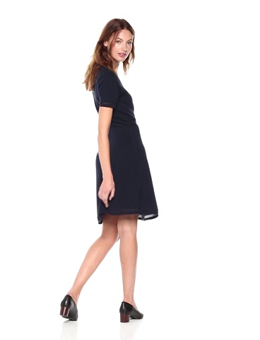 Cable Stitch Women's Fit-and-Flare Knit Dress - Crewneck Short