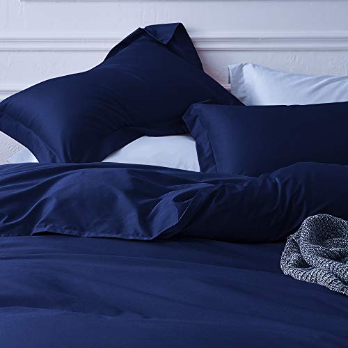 Bedsum 100% Brushed Microfiber Standard Pillow Shams Set Of 2, Super Soft And Cozy, Wrinkle, Fade, Stain Resistant 20X26 Oxford Pillowcases, 20X26 Inches, Navy Blue #TOP6