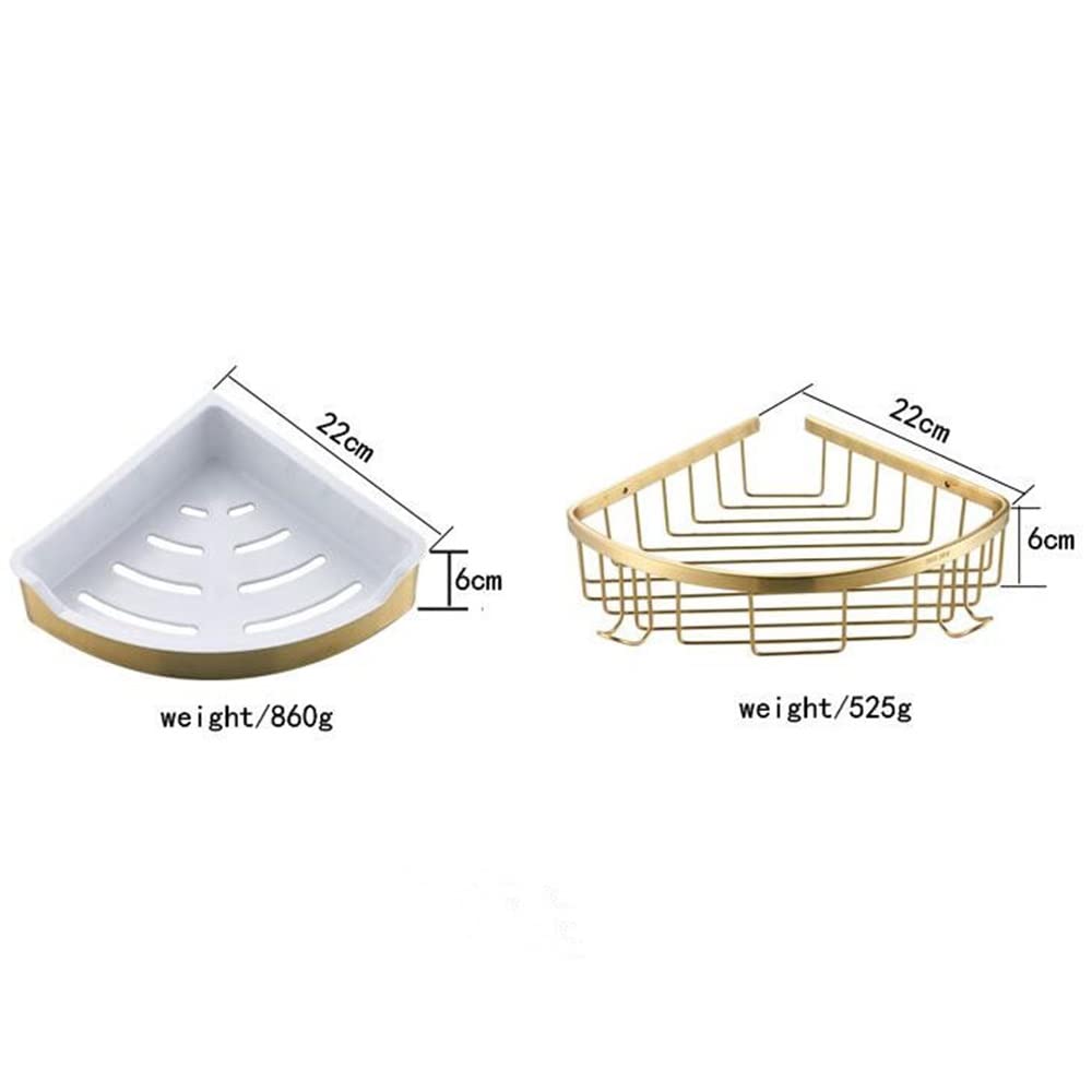 HEXEH Estantes de baño esquineros para ducha, estantes flotantes de acero inoxidable dorado cepillado para cosméticos, organizador de champú, estante de drenaje, estantes de cocina montados en la