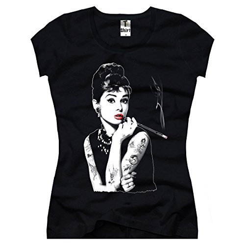 Tee-shirt  Camiseta para mujer Audrey Diseño Labios, Negro, 36