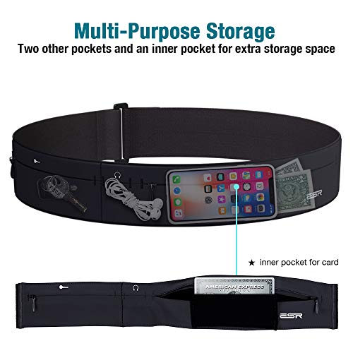 ESR Running Belt Runners Waist Pack Adjustable Stretchy Zippered Fanny Pack with Headphone Port, Fit