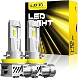 AUXITO H11/H8/H9 Light Bulb 25000LM 800% Brighter, 6500K Cool White, Compact 1:1 Mini Size, Wireless H11 Bulb for Halogen Replacement, Fan Cooled, Plug and Play, 2 Pack