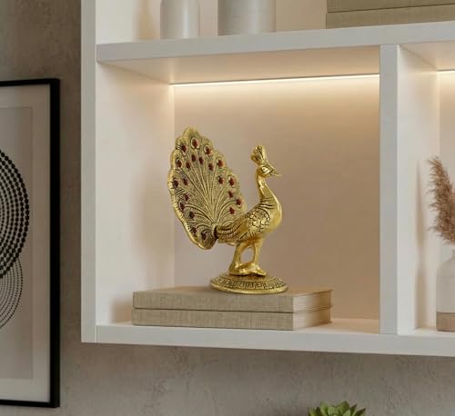 Image of KridayKraft Peacock Metal Statue Idol Decorative Showpiece Feng Shui As Table Top Figurine for Living Room Bedroom Home Office Decor for Decoration & Gifting Purpose