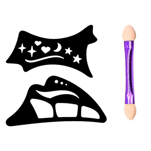 2 Stück Lidschatten-Werkzeuge,Eyeliner Schablone,Easy Lidschatten-Schablonen,Quick Eyeshadow Tool,Eyeliner-Vorlagen für Damen und Mädchen (Silikon,Schwarz,Lila)