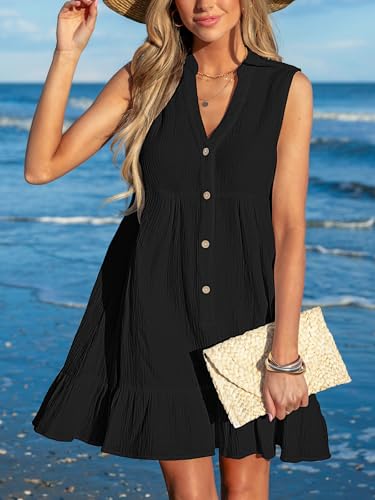 Image of CUPSHE Women Swimsuit Coverup 100% Cotton Ruffle Hem Beach Cover Up Dresses