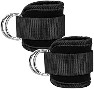 woojfcang 2 Pcs Black Cable Machines Ankle Straps Adjustable Leg Weight Wrist Belts Double D-Ring Ankle Cuff Straps for Workouts, Leg Extensions, Kickback Exercise etc