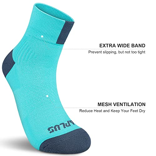 Paplus Women's Quarter Compression Socks 6 Pairs, Cushion Running Athletic Sport Ankle Socks With Arch Support, Small/Medium #TOP2