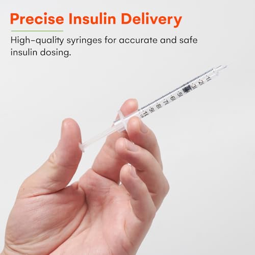 Care Touch Insulin Syringes - 30g 5/16\"-8 mm .5 cc Syringe Insulin Needles - 100 Sterile Insulin Syringes - Non-Toxic & Non-Pyrogenic - Silicone-Coated, Pyrogen-Free Ultra Thin Needles (Pack of 100)