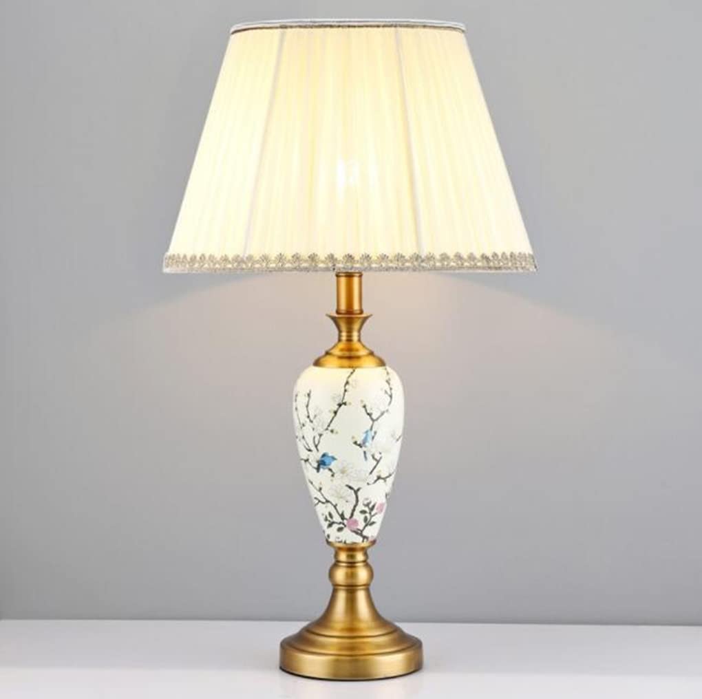 Estilo americano Lámpara de escritorio Modernidad Cerámica Lámpara de Mesa Dormitorio Lámpara de noche Vivir Con sombra de tela E27*1 para Vivero Hotel Cafe Decorative 36 * 63cm