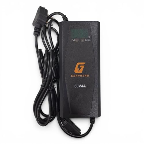 Image of Electric Scooter Charger 60V 4 AMP | GRAPHENO | for Lead Acid and Graphene 5 Battery Scooter | Longest 4 Meter Wire | Percentage Screen | Auto Cutoff Protection | Fast Charging.