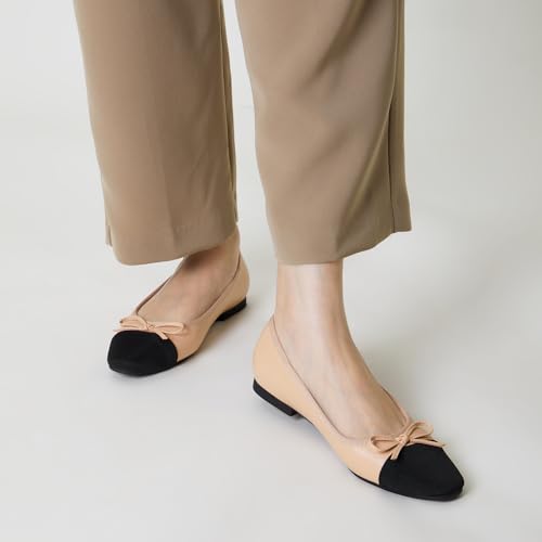 Trary Flat Shoes Women Pointed Toe Flats for Women Two-Tone Cap Toe Ballet Flats Shoes Comfortable Dressy Casual Slip-on Work Daily Soft Flat Shoes2