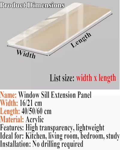 Estante de acrílico transparente para alféizar de ventana de 17 pulgadas para balcones 3