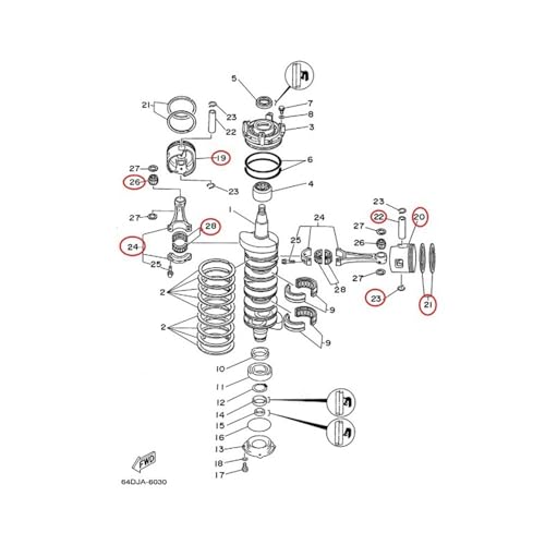 Image of Crankshaft & Power Head Rebuild Kit STD 64D Fit for 2-Stroke 150HP 175HP 200HP Outboard Engine