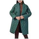 Fleecejacke Damen,Lange Lederjacke Jeans Jacken Strickfleecejacke Regenhosen Jacken Frauen Frühling Woll Kurzmantel Mäntel Wasserdicht Atmungsaktiv Airfield Blazer Blazer(Grün-2,M)