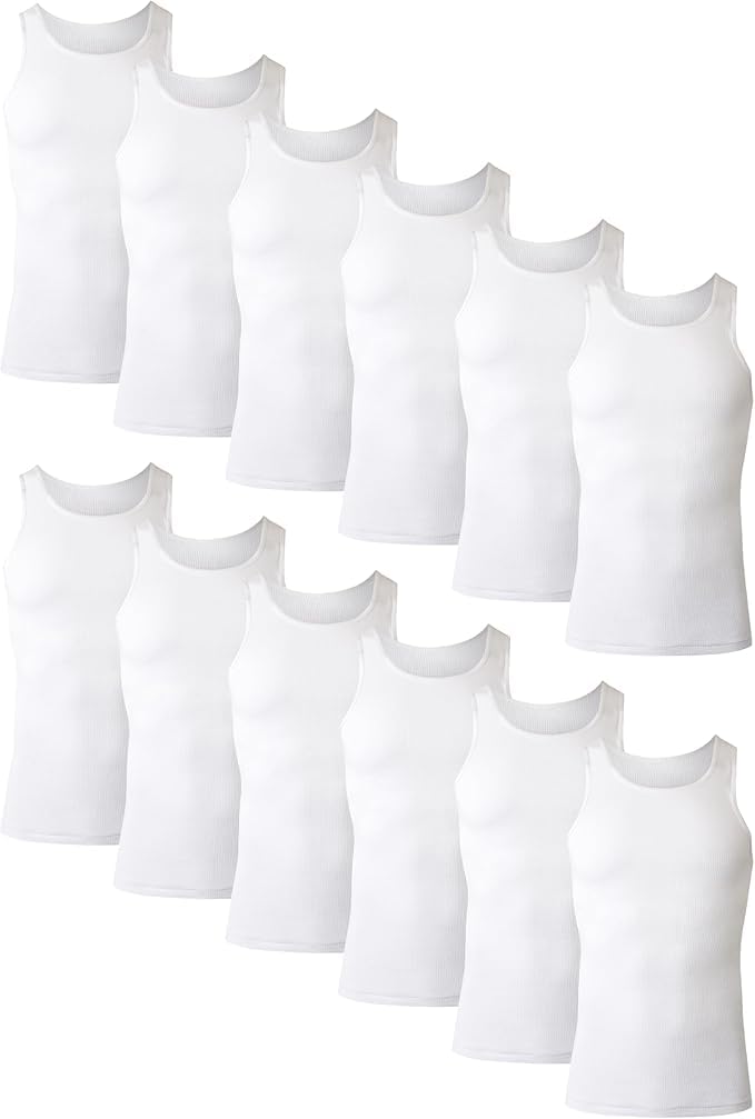 hanes Men's Tank Undershirt Pack, Cotton Tank Undershirt, Moisture-Wicking, Breathable, White or Grey/Black, Multi-Pack-picture-30