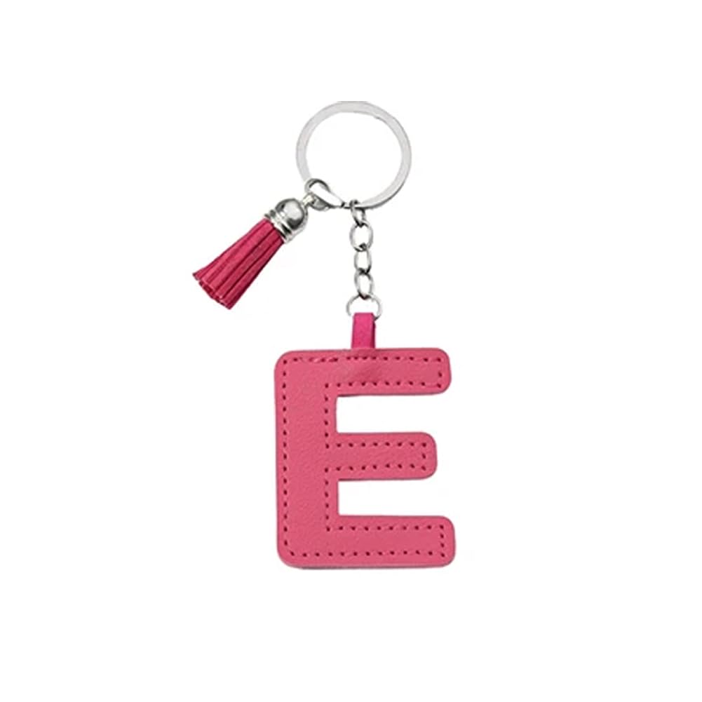Arfuka Unisex Lette E Letter Keyring With Colored Pu Leather Tassel Pendant Alphabet E Keychain- Cute Bag Charm, Backpack Decoration Accessories For Women & Men