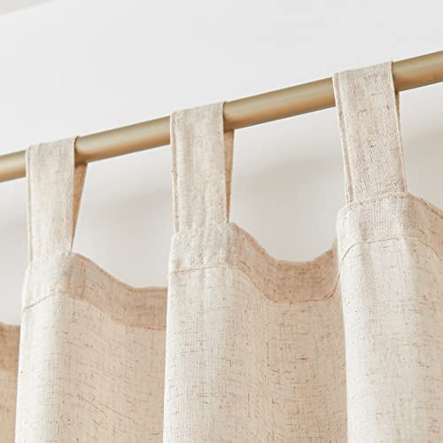 Jinchan Linen Curtains For Living Room 84 Inch Length Farmhouse Curtains Crude Tab Top Semi Sheer Curtains Light Filtering Drapes For Bedroom Beige Curtains Rustic Window Curtain Set 2 Panels #TOP5