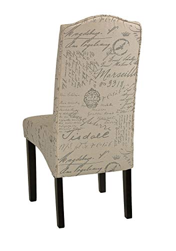 Cortesi Home Miller Dining Chair in Beige Script Fabric (Set of 2), Beige - Thumbnail 4