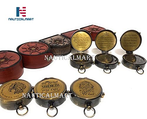 Brújula de latón con estuche de cuero miniatura 6