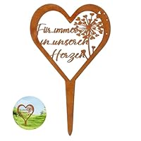 Onperpoe Wetterfest Grabstecker Grabschmuck Herz Trauerdekoration Metall Stahl Rost Grabstecker mit Spruch Grabdekoration Wetterfest Persönliche Friedhof Grabdeko Grabgestecke Grabschmuck 28×18 cm