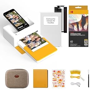 Kodak Dock Plus 4Pass Imprimante Photo (10x15cm) + Pack d'accessoires avec 90 Papier Photo (10 Feuilles Initiales + Paquet de 80 Feuilles)