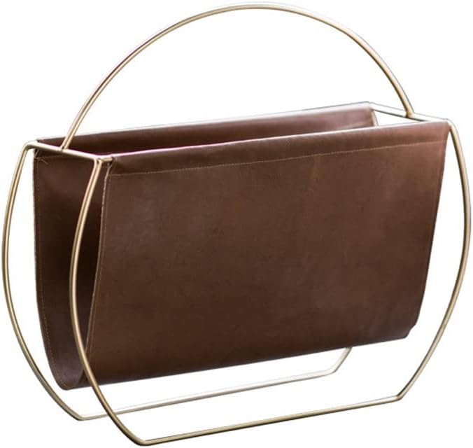 Creative Metal Leather Magazine Rack Iron Home Decoration Book and Newspaper Simple Storage (Color : As Shown Size : One Size)