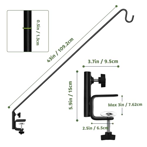 ERYTLLY Extended Reach Deck Hook Wall Pole Wall Mounted Deck Hook Extensible and 43 inch Wall Bracket for Hanging Bird Feeder,Plants,Wind Chimes,Lanterns 2 Packs - image 5