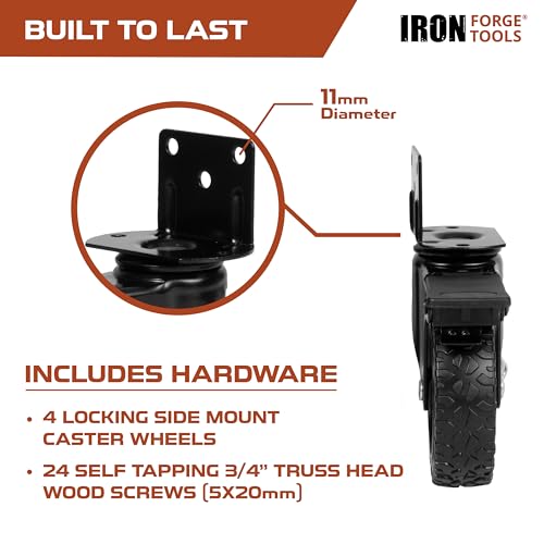 Roulettes pivotantes de qualité supérieure Iron Forge Tools plaque en L noire