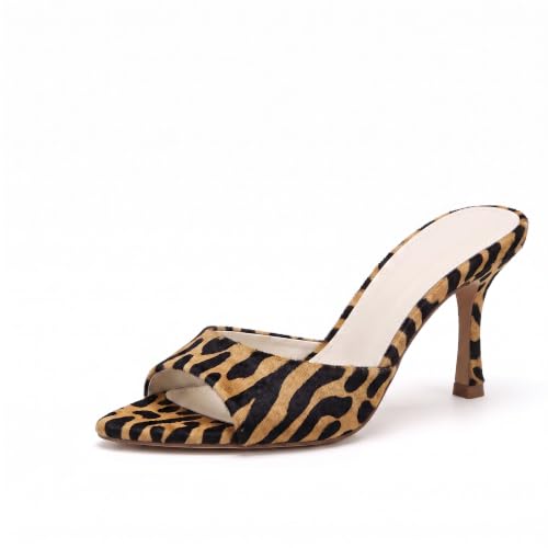 Image of Riekhany High Heel Mules for Women Slip On Open Pointed Toe Pumps Sandals | Women Classy Faux Leather Stiletto Pumps Formal Slingback Mule Heeled Sandals Dressy Walking Daliy Shoes