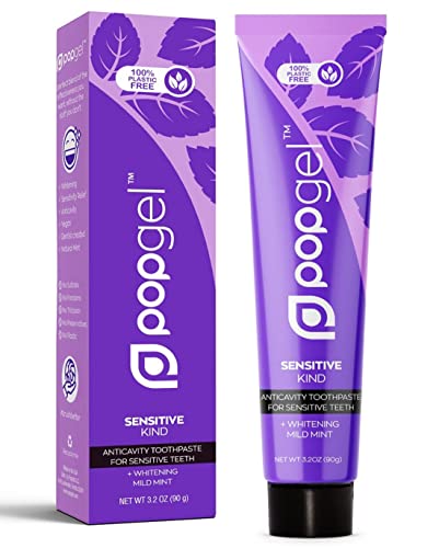 Popgel Sensitive Kind Toothpaste - Mild Mint - 100% Plastic Free Toothpaste - Anticavity Fluoride Toothpaste - Vegan - Clean Ingredients - Sls & Paraben Free (Mild Mint) #TOP13