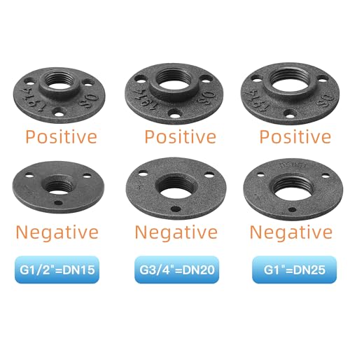 1/2" Floor Flange, Home TZH 30 Pack Malleable iron Pipe Flange for Industrial vintage style, Flanges with Threaded Hole for DIY Project/Furniture/Shelving Decoration (30 Pack, 1/2")