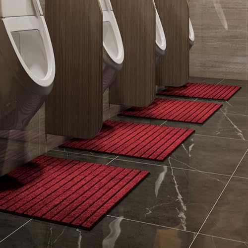 BANEBOR Men's Toilet Urinal Floor Mat, 4 Pack Anti-Slip Water-Absorbing Mat for Bathroom Commerical, Cuttable and Quick-Drying (Burgundy, 20''x16'')