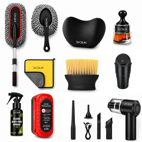 Image of DADLM 10 PCS Microfiber Car Duster Kit with Extendable Handle, Interior & Exterior Car Cleaning Tools, Scratch-Free Microfiber Cloth, Memory Foam Pillow & Car Dustbin, Car Care Kit (Large 10 Pack)
