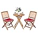 COSTWAY 3tlg. Balkonmöbel Set, Bistrotisch mit 2 Stühlen, klappbares Balkonset aus Akazienholz mit 2 Kissen, Bistroset, Gartengarnitur, Gartenmöbel, Sitzgarnitur, Sitzgruppe für Garten, Balkon (Rot)