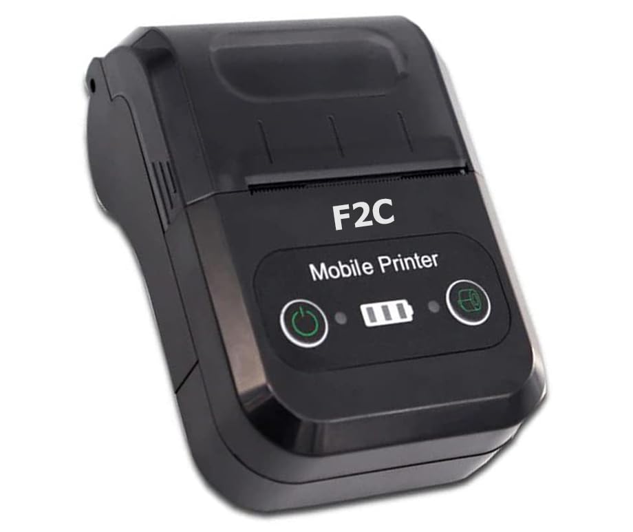 F2C 58mm Thermal Bluetooth Receipt Printer Portable Mini Wireless (Bluetooth Printer) Thermal USB Receipt Printer with 2600mAh Rechargeable Battery, Compatible with Mobile Android (CX588V1)
