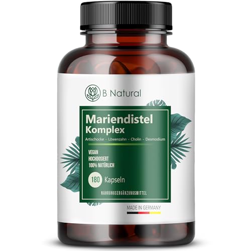 Complejo hígado de cardo mariano alcachofa, diente de león, 180 cápsulas, 80% silimarina, 2,5% cinarina, colina y desmodio, vegano