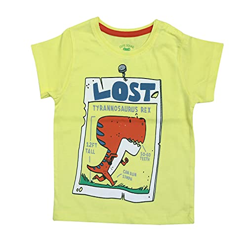 Image of Pack of 6 Baby Boys and Girls 100% Cotton Printed Regular fit Tshirts with Shoulder Poppers (0 to 24 Months)