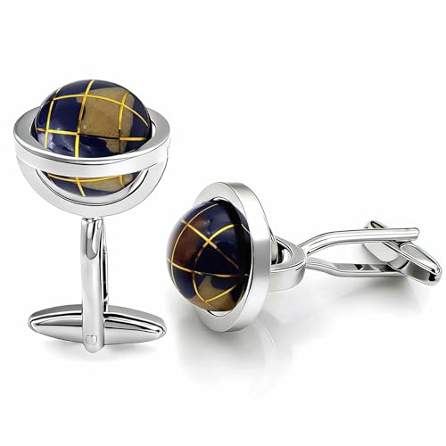 Gemelos redondos giratorios con mapa mundial azul miniatura 1