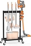 Besenhalter Reinigungswagen Organizer, Reinigungswagen mit Besen- und Mopphalter, Mobiler Putzwagen mit Wischmopp-Halter