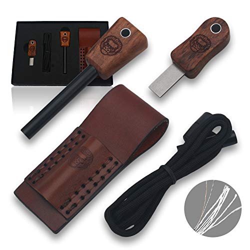 Holtzman's Gorilla Survival Fire Starter Gift Set Emergency Ferro Rod Kit W/Leather Sheath