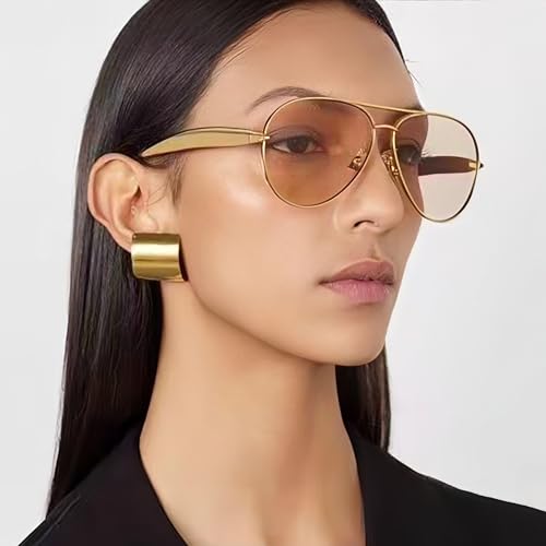 Oversized Gold Aviator Sunglasses for Women Men Retro 70s Metal Big Aviators Sun Glasses Womens Trendy CS0022