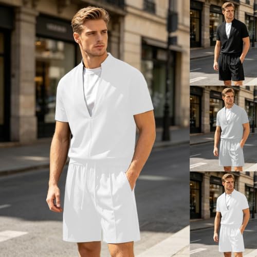 Survêtement d'été à manches courtes pour homme ensemble de jogging décontracté - 2