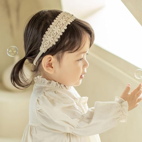 Boho Chic Lace Headband, Elastic Turban with Cream Wrap for Newborn Infant Girls (Style 4)2