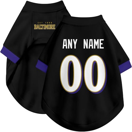 Image of Baltimore Dog Clothes Jersey Style Personalized Pet T Shirt with Custom Name Number for Small Medium Large Dogs