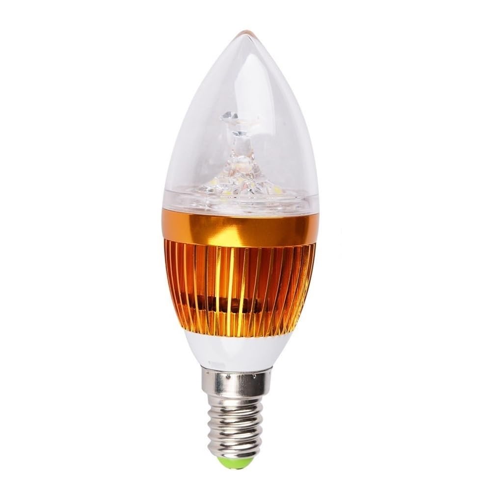 AGIPS Feux à Large Tension 50pcs AC110V-240V 3W E14 sans Flamme LED Lampe bulbe Bougie Chaude Blanche Cool Spot Blanc Froid Ampoules domestiques (Émission de la Couleur : Cold White, Wattage : Or)
