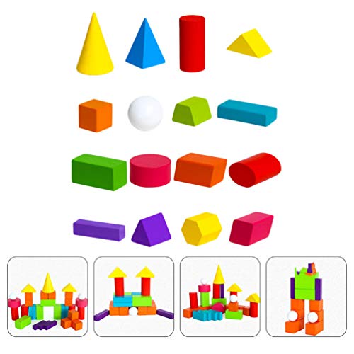 TOYANDONA Conjunto de Madeira Sólidos Geométricos 1 Bloco Set Brinquedo Learning Iluministas Criança