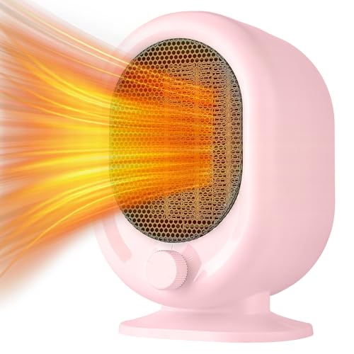 Mini Space Heater,1500W Small Desk Heater,2 Gears Adjustable,PTC Ceramic Heating,Tip-over & Overheat Protection,Fast Heating and Super Quiet Pink