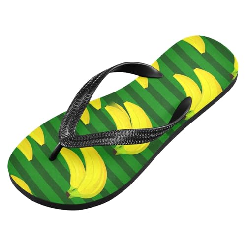 Sinestour Banana Green Stipe Flip Flops for Beach Thong Sandals Anti-slip Lightweight Flat Slippers for House Indoor Outdoor2