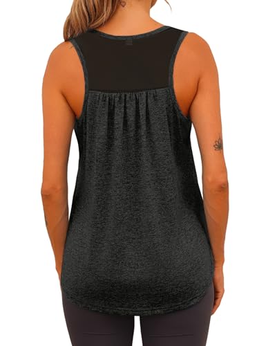 Wayleb Camiseta Deportiva de Tirantes Mujer Espalda de Malla Top Deportivo Mujer...